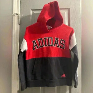 Adidas Hoodie Sweatshirt Youth size Medium 10-12 in red black white EUC